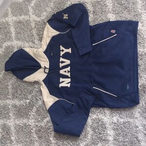 Nike M Navy hoodie sweatshirt therma fleece lined arm pocket N ⭐